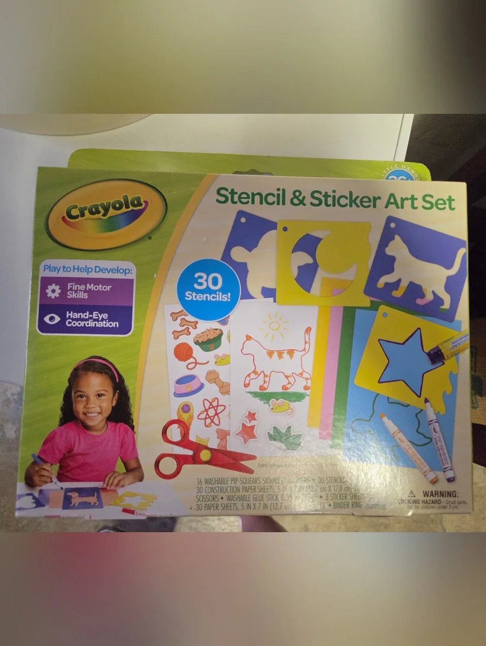 Brand New Crayola Stencil & Sticker Art Set - Yellow, Blue, Green, Purple